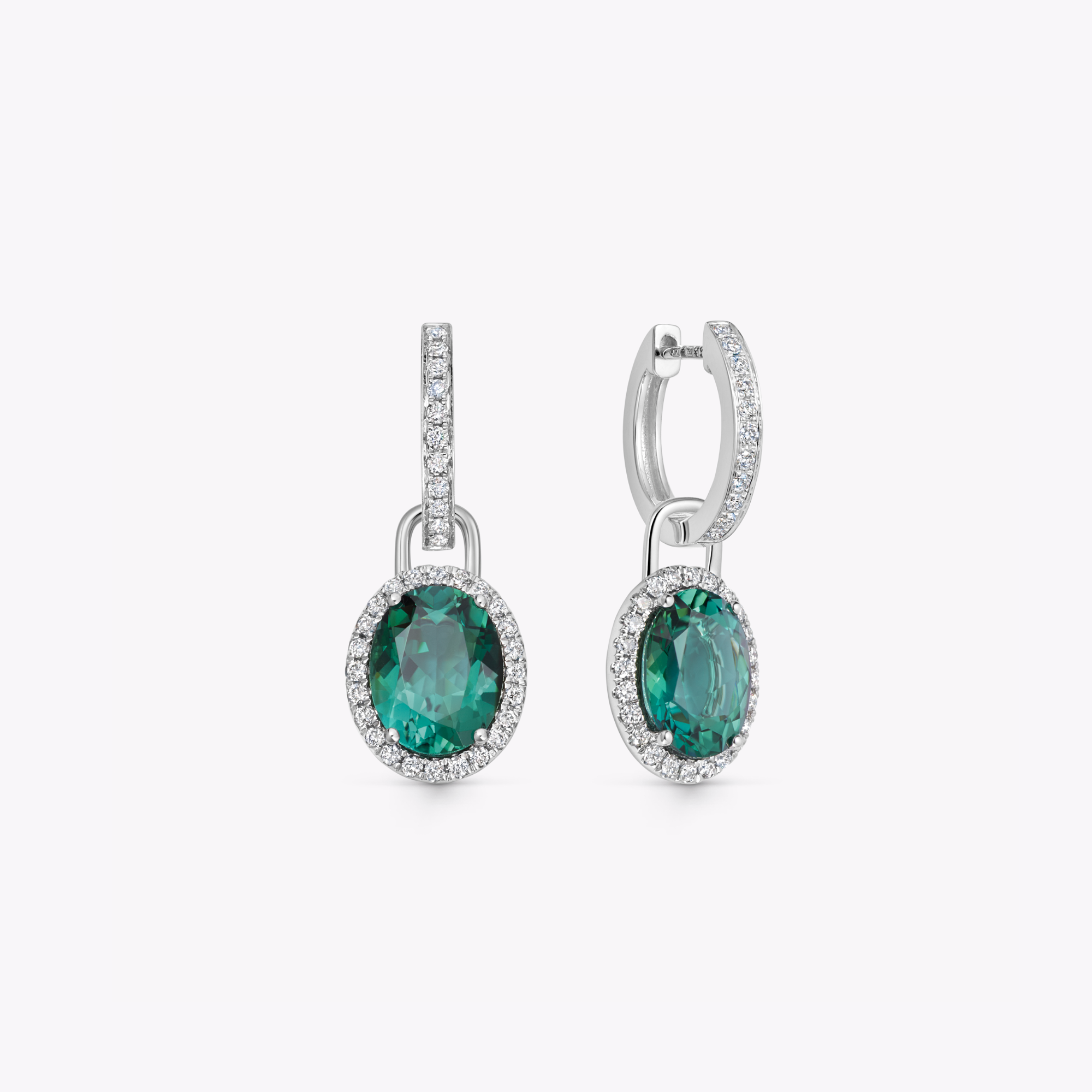 Special Editions Medium Oval Green Tourmaline and Diamond Detachable Drops