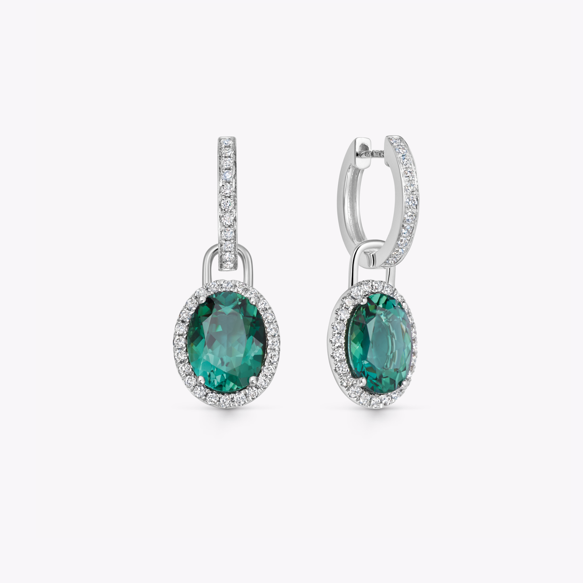 Special Editions Medium Oval Green Tourmaline and Diamond Detachable Drops