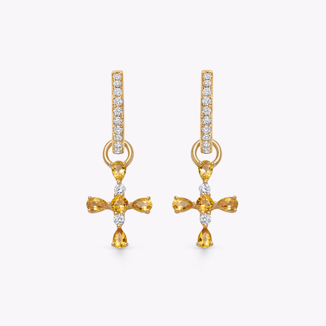 Citrine and Diamond Cross Detachable Drops