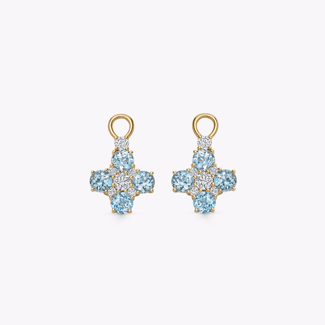 Blue Topaz Round Cluster Detachable Drops