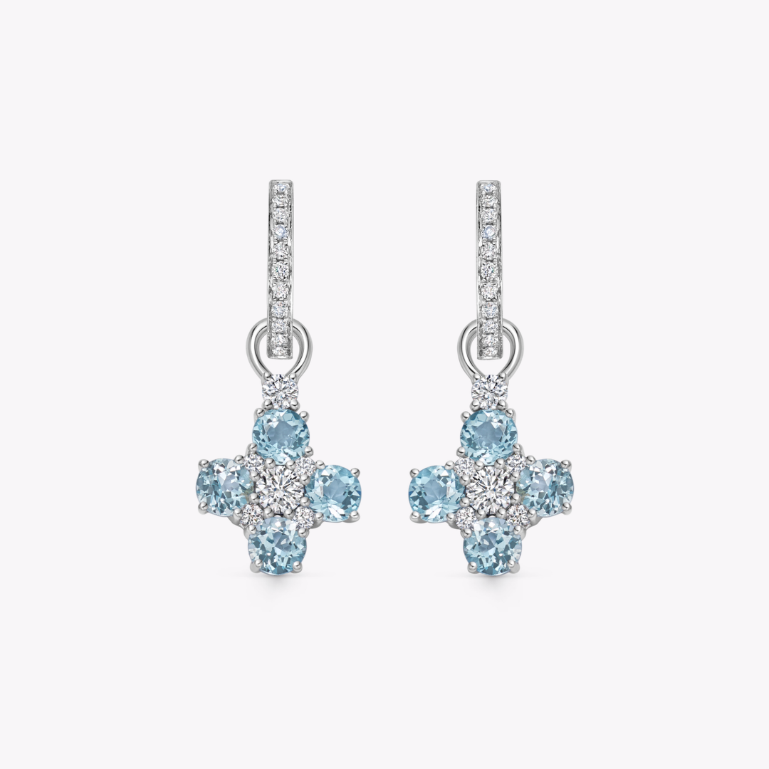 Blue Topaz Round Cluster Detachable Drops