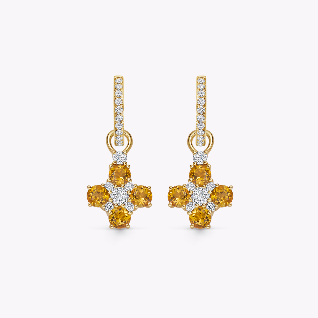 Citrine Round Cluster Detachable Drops