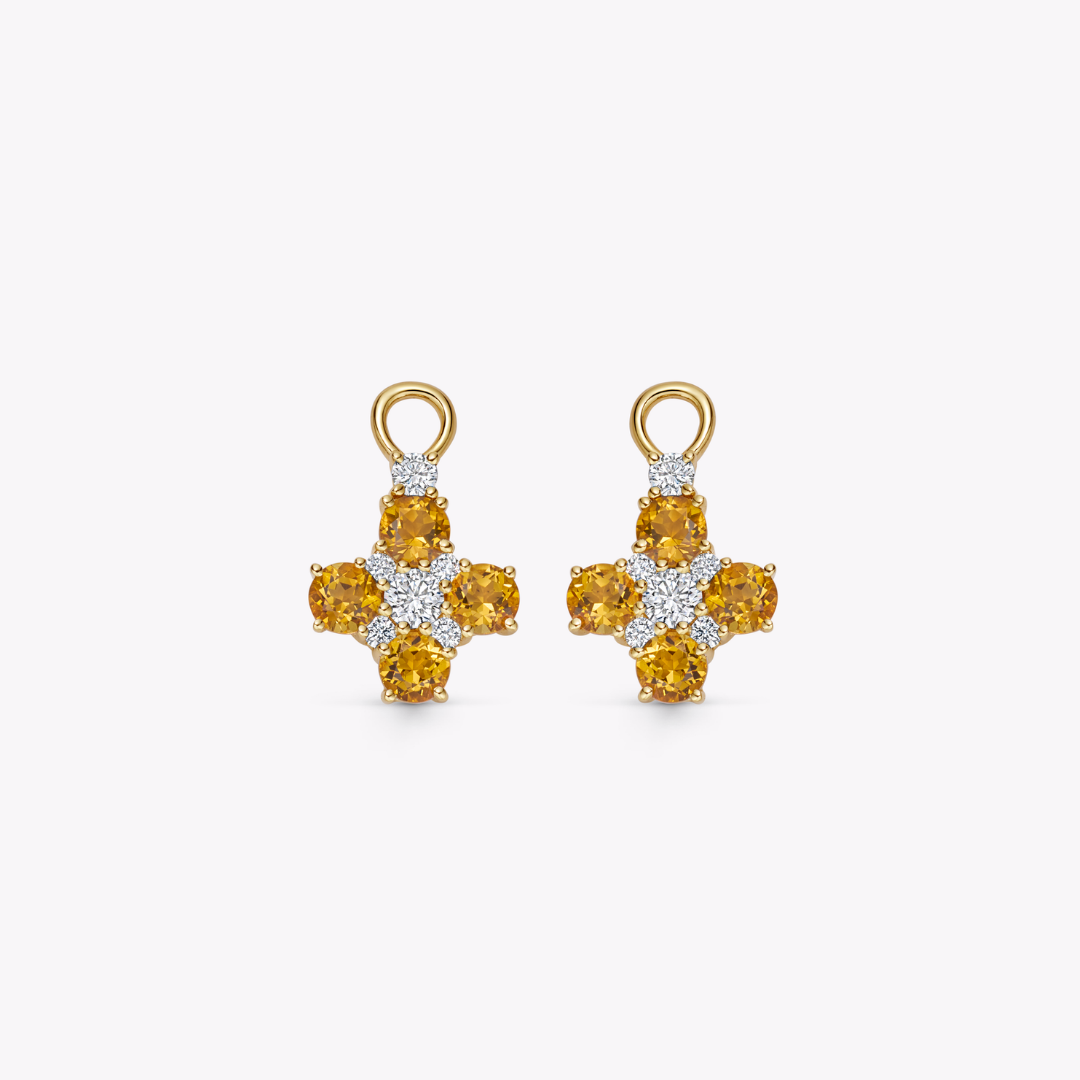 Citrine Round Cluster Detachable Drops