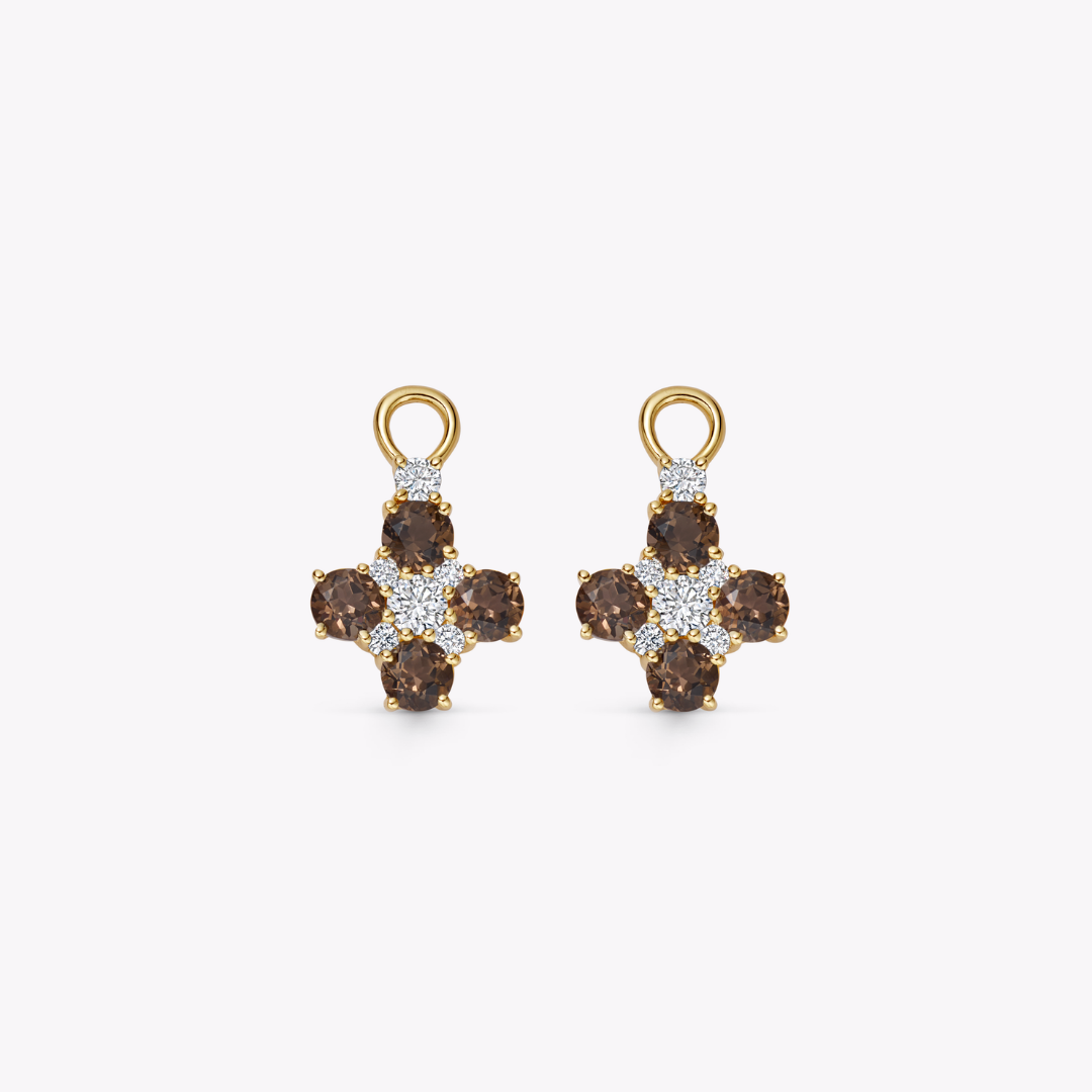 Smoky Quartz Round Cluster Detachable Drops