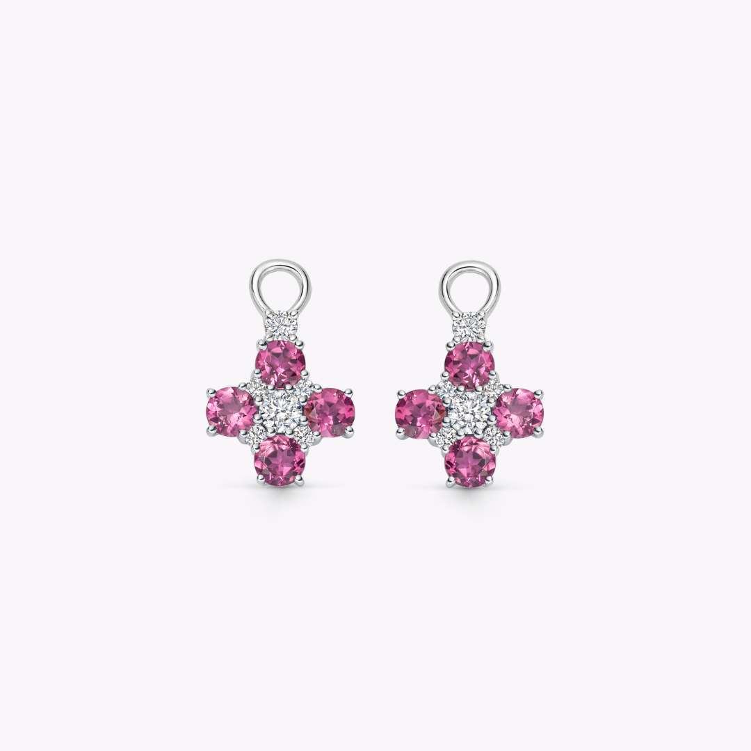 Pink Tourmaline Round Cluster Detachable Drops