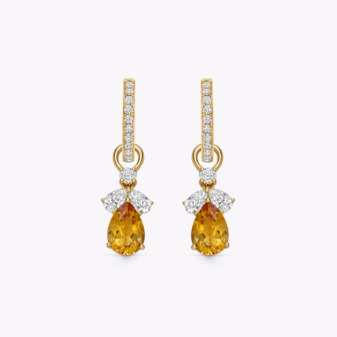 Pear Citrine and Diamond Petal Detachable Drops