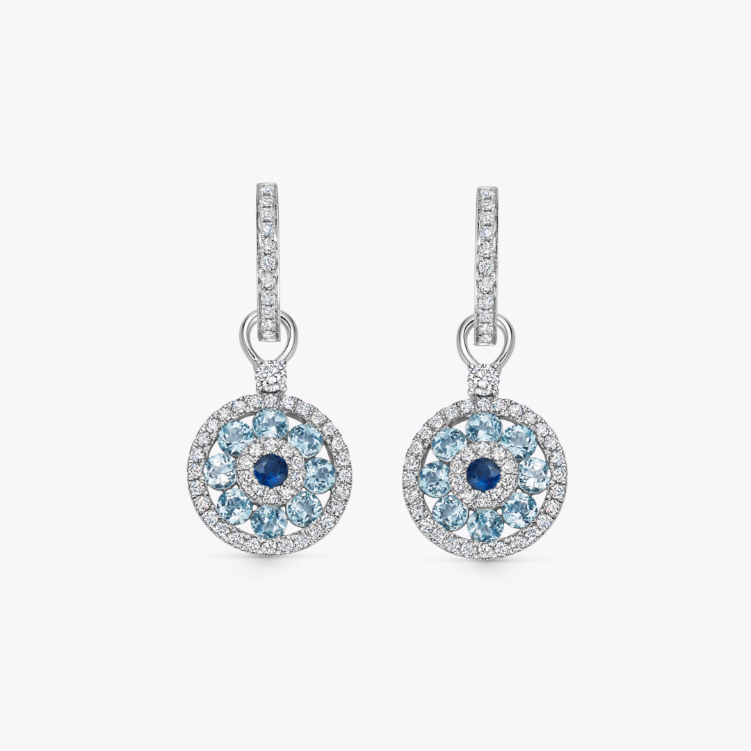Sapphire, Blue Topaz and Diamond Evil Eye Detachable Drops