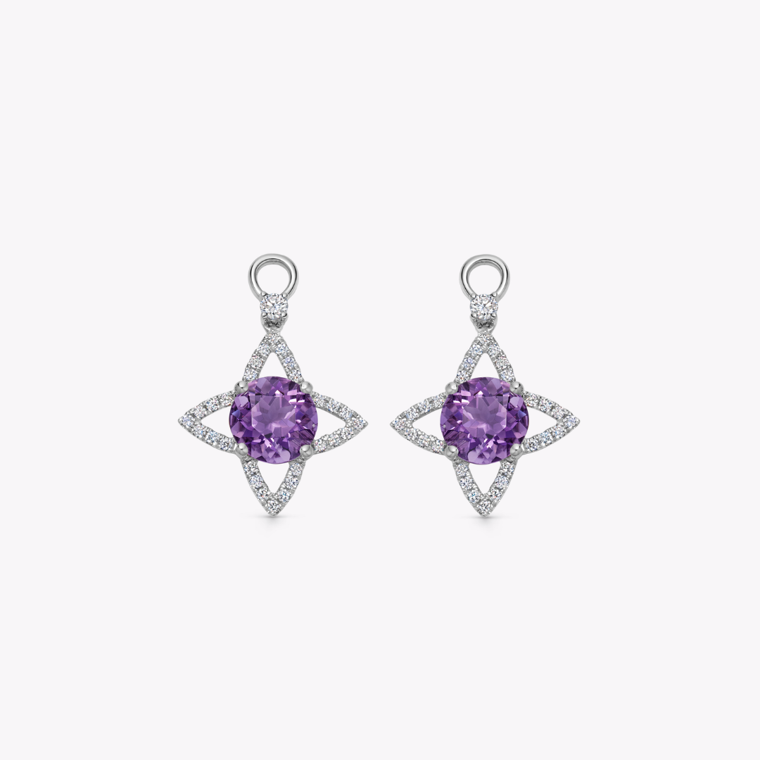 Amethyst and Diamond Compass Detachable Drops