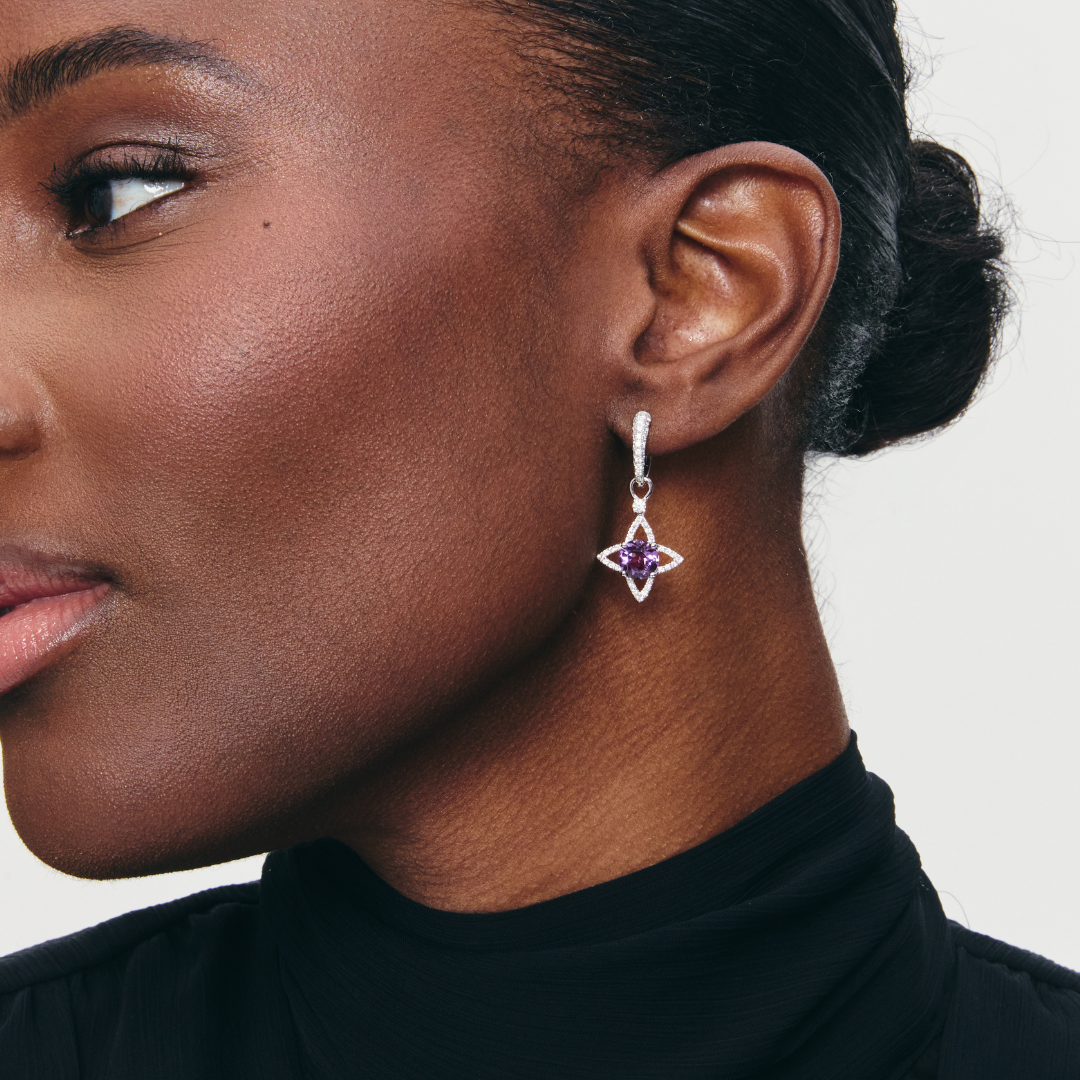 Amethyst and Diamond Compass Detachable Drops