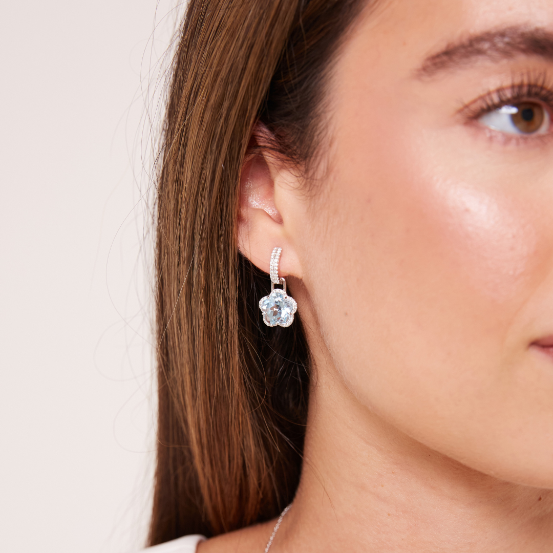 Eden Flower Blue Topaz and Diamond Detachable Drops