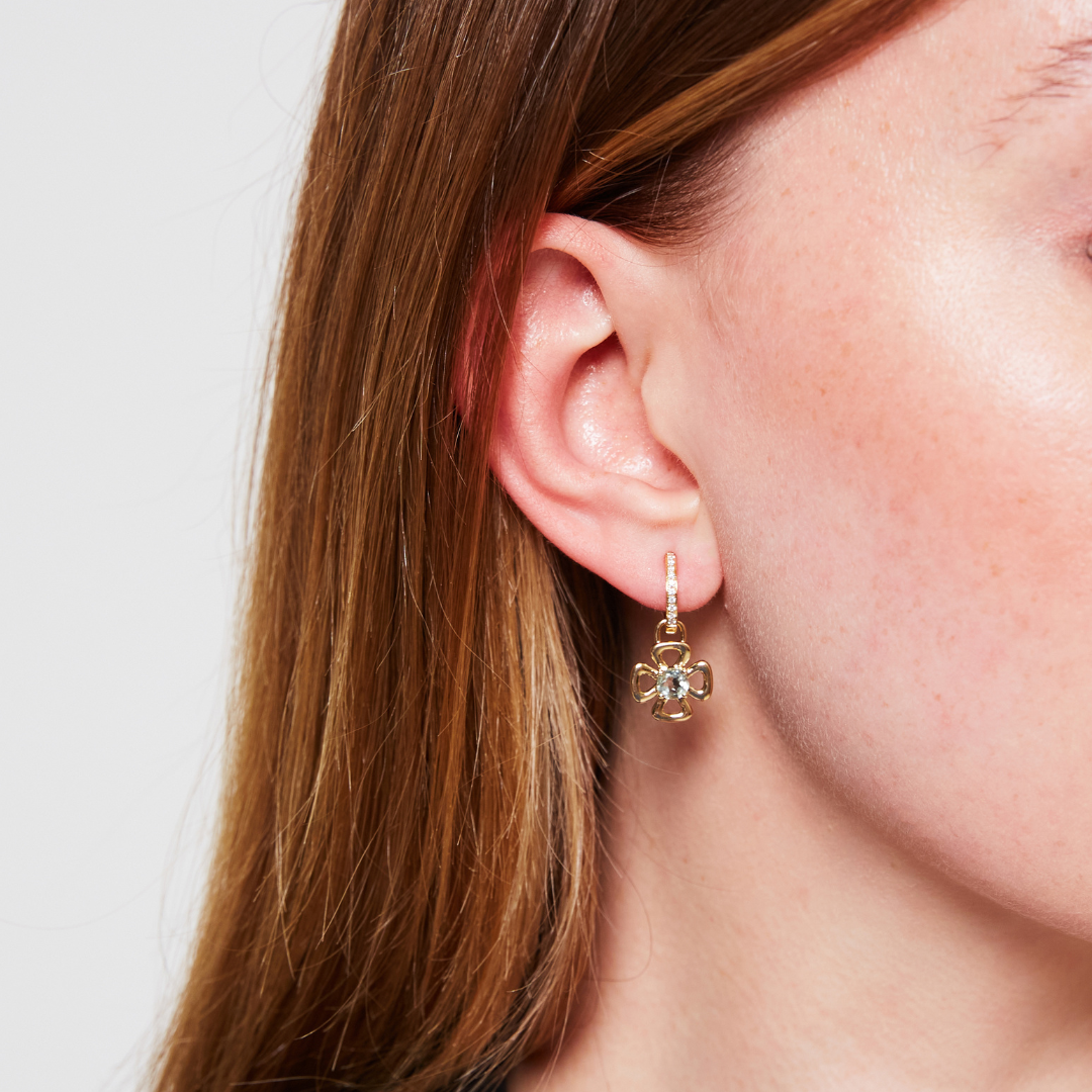 Four Petal Green Amethyst Detachable Drops