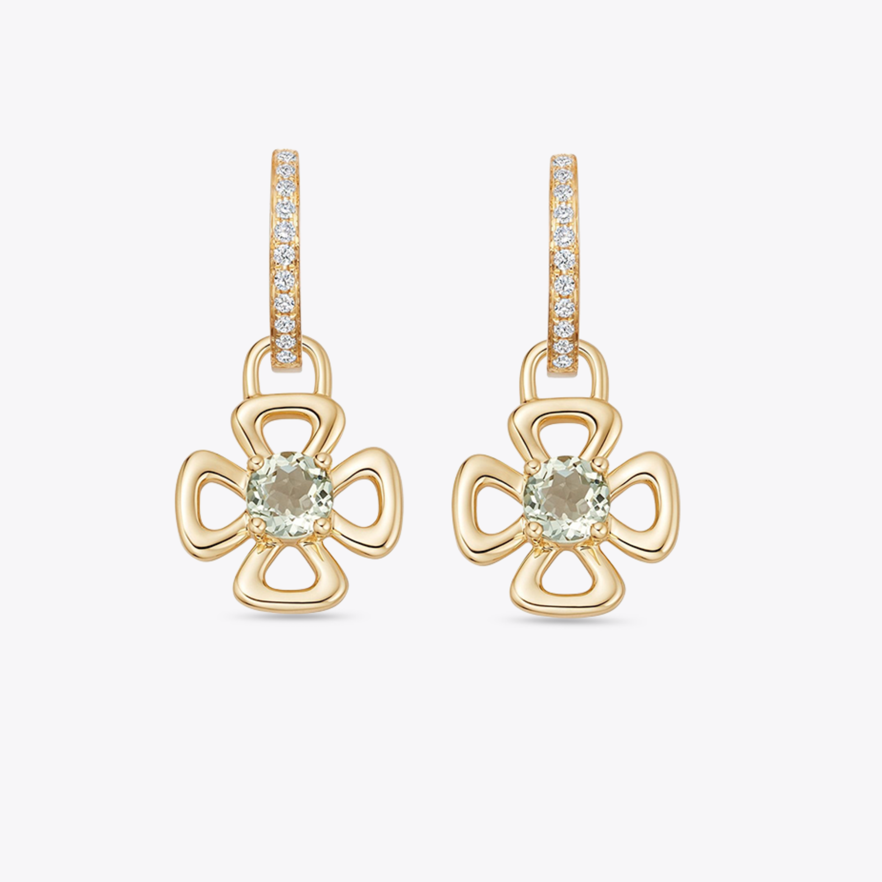 Four Petal Green Amethyst Detachable Drops