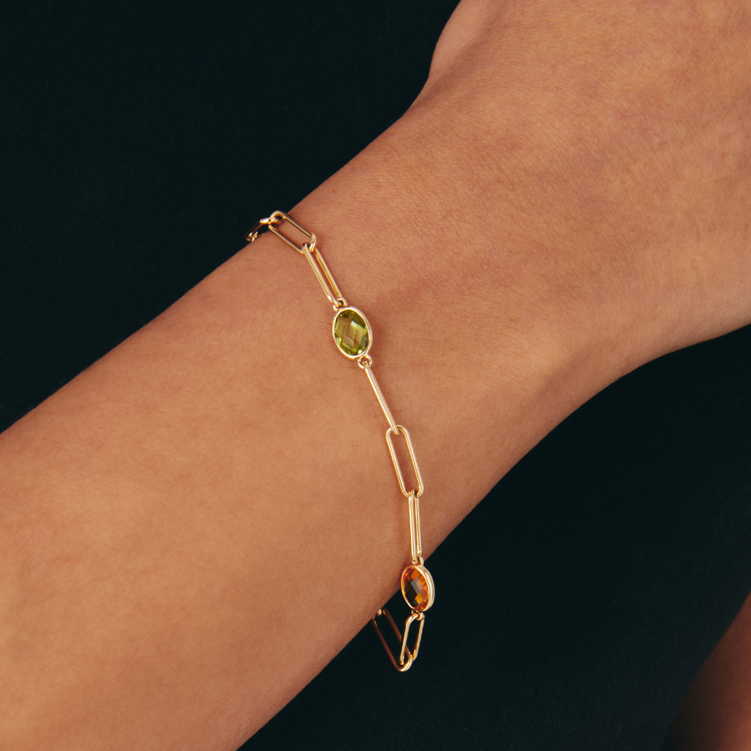 Everyday Gold Multi Gemstone Chain Bracelet