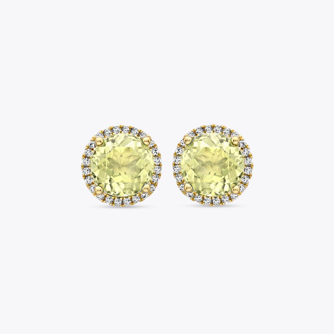 Grace Lemon Quartz and Diamond Stud Earrings