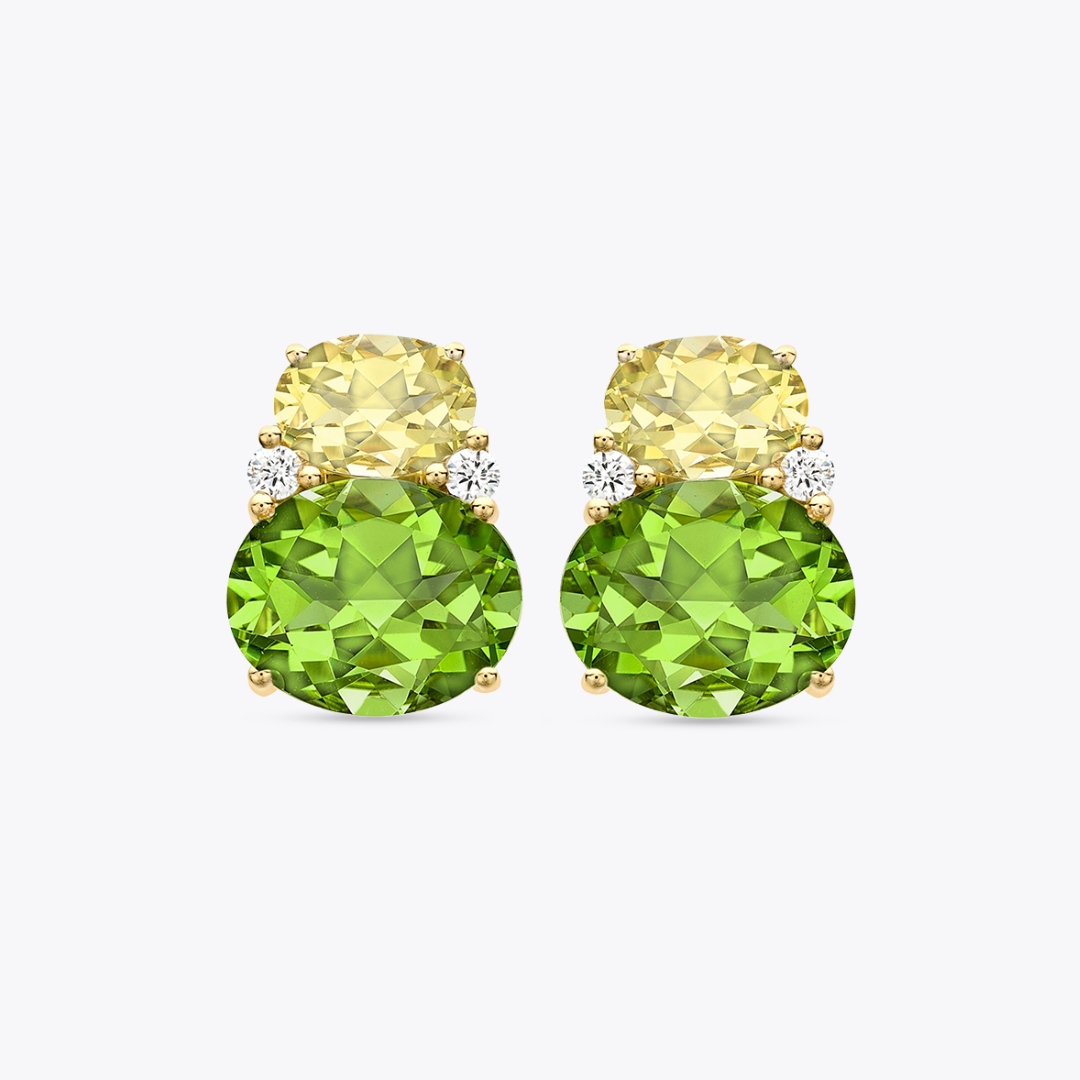 Kiki Classics Peridot and Lemon Quartz Double Oval Studs