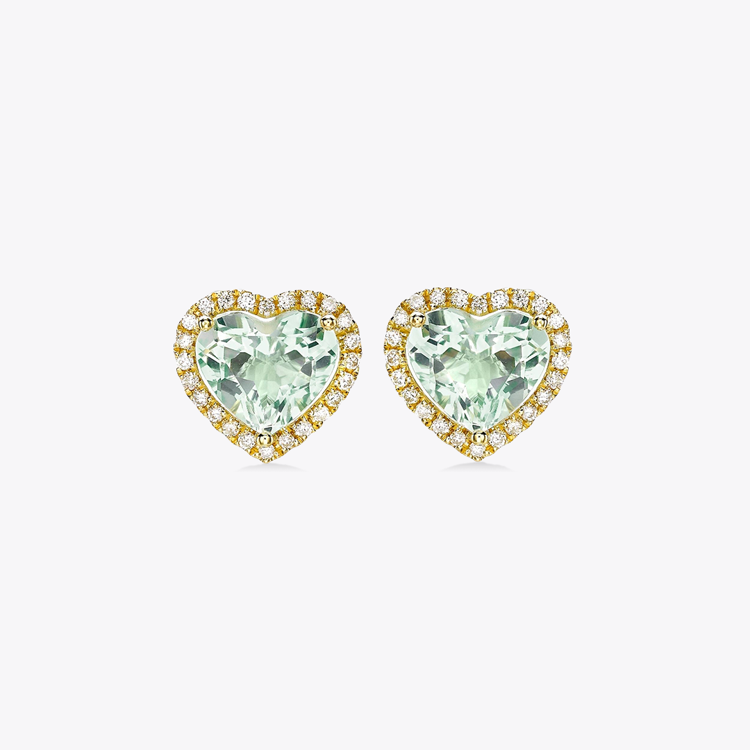 Grace Heart Amethyst Diamond Stud Earrings