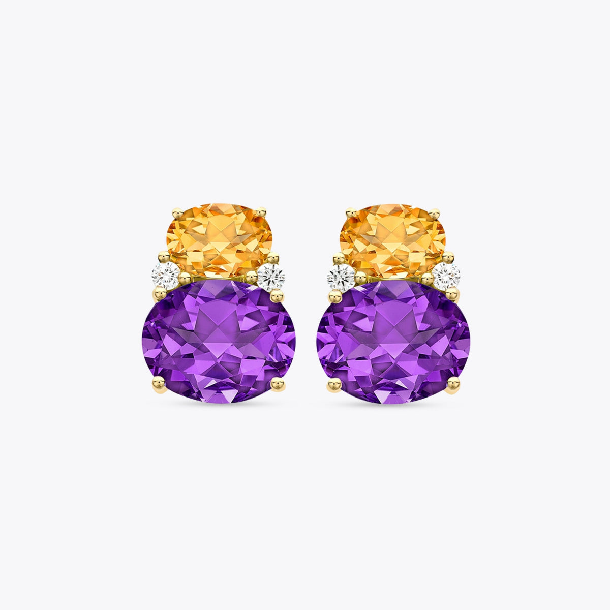 Kiki Classics Citrine, Amethyst and Diamond Double Oval Studs