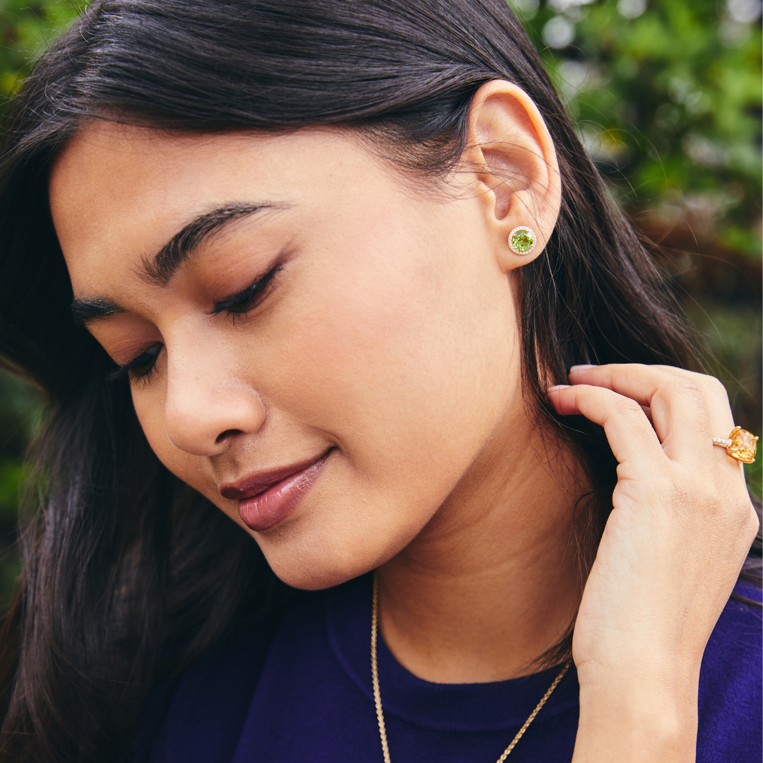 Grace Peridot and Diamond Stud Earrings