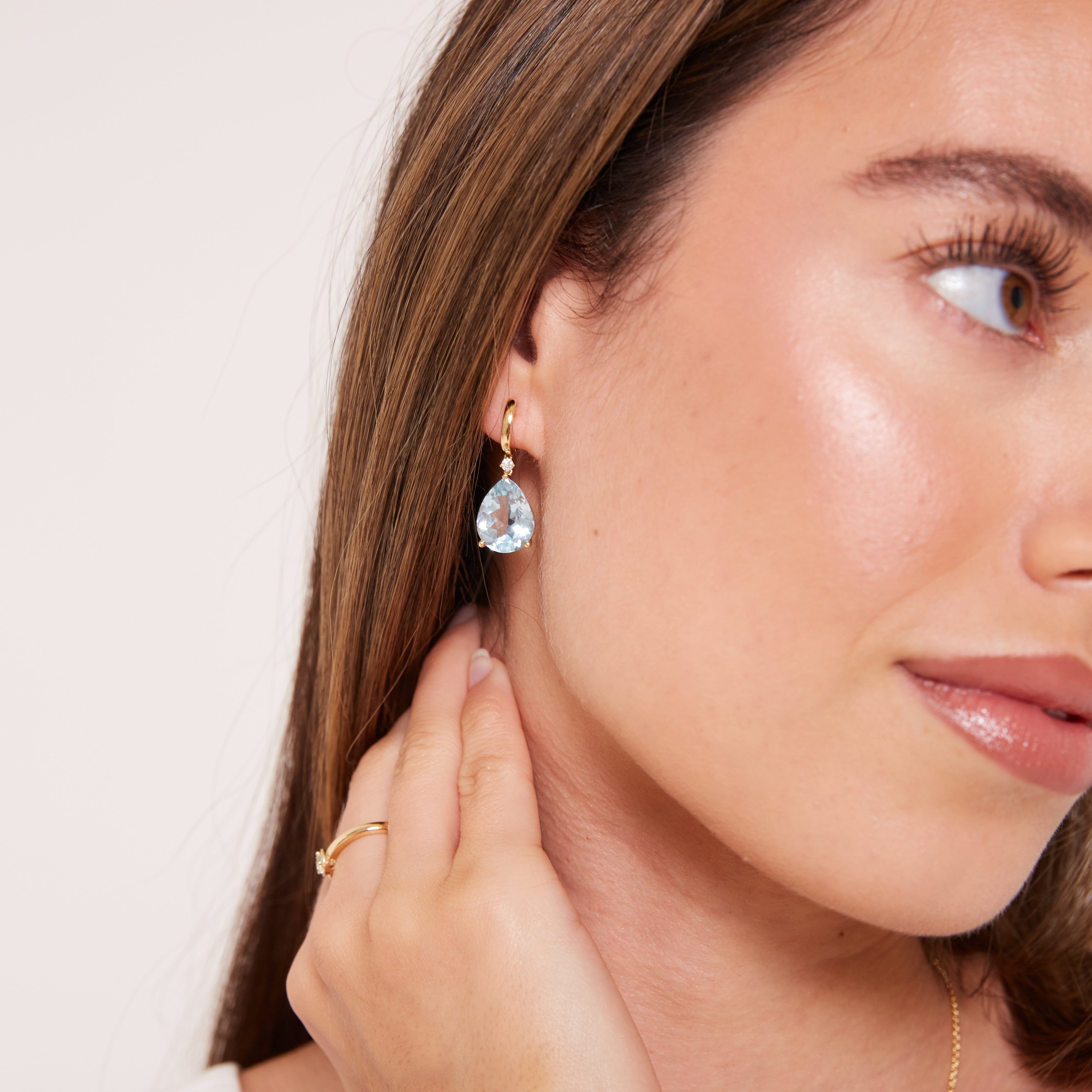 Kiki Classics Pear Drop Blue Topaz and Diamond Earrings