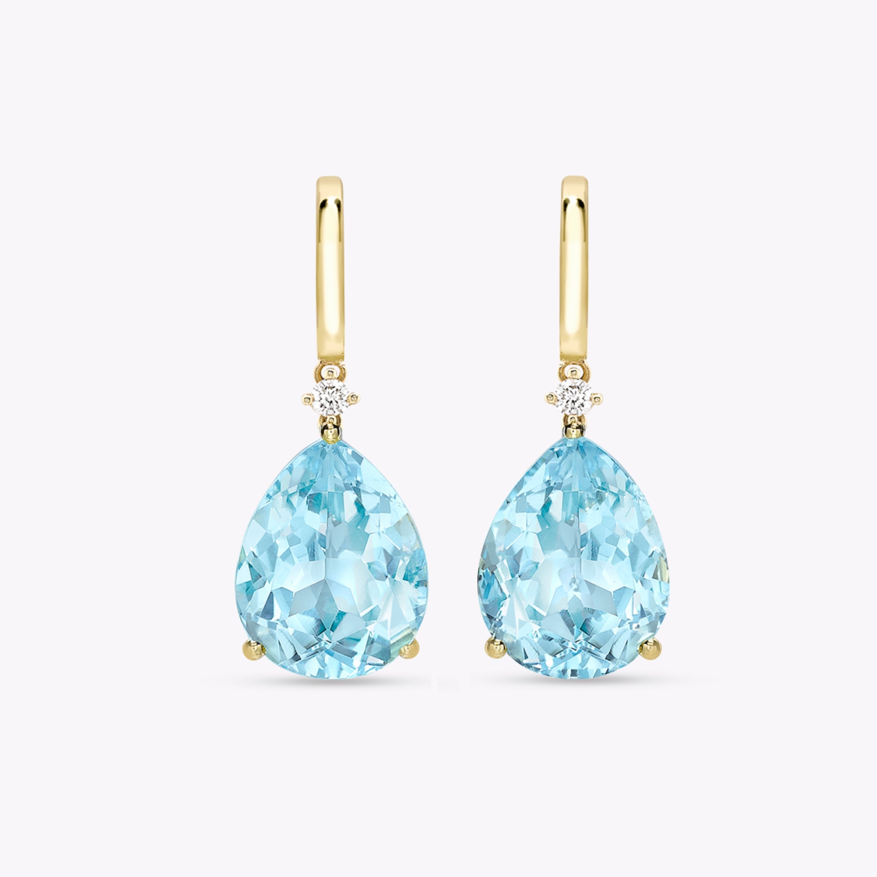Kiki Classics Pear Drop Blue Topaz and Diamond Earrings