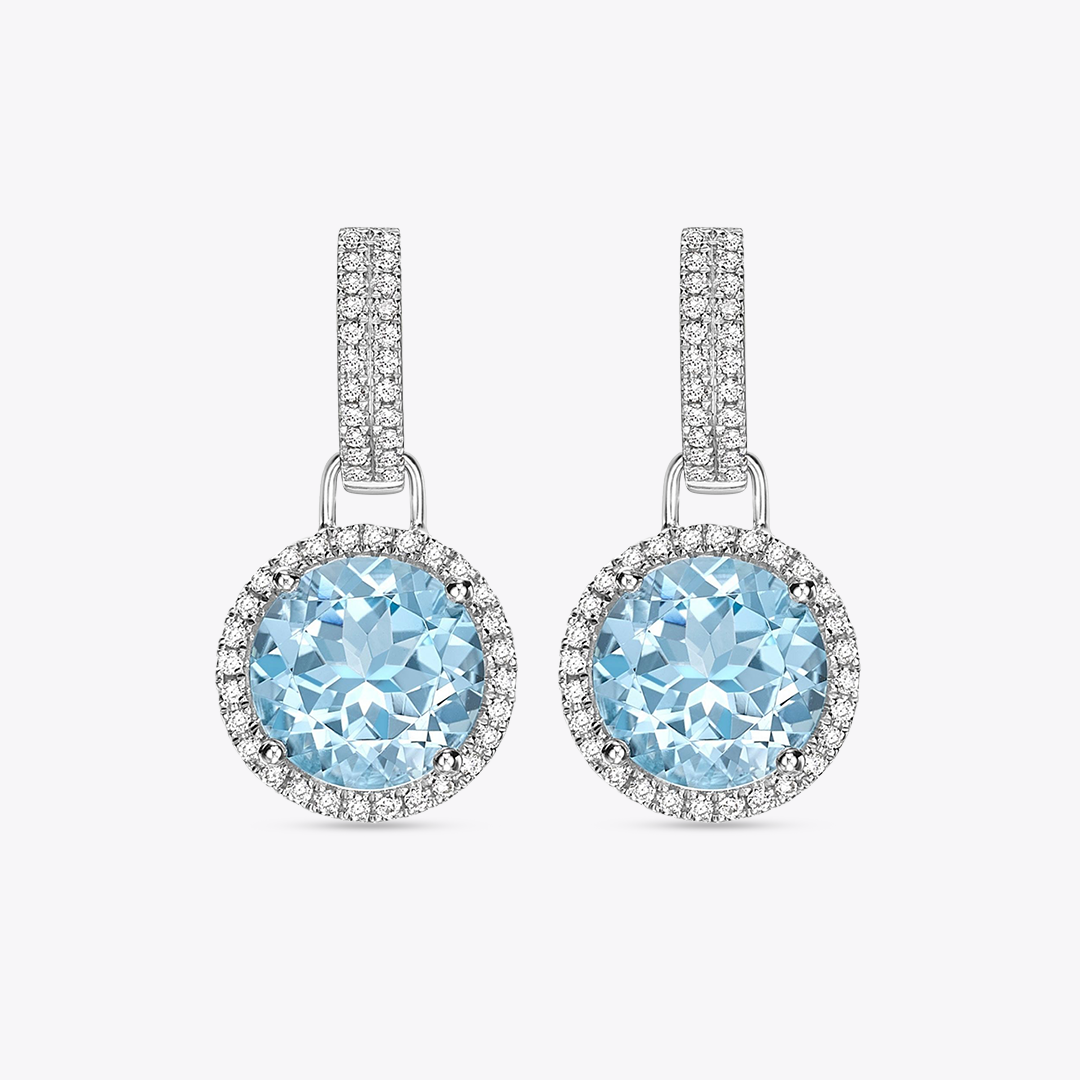 Grace Large Blue Topaz and Diamond Detachable Earrings