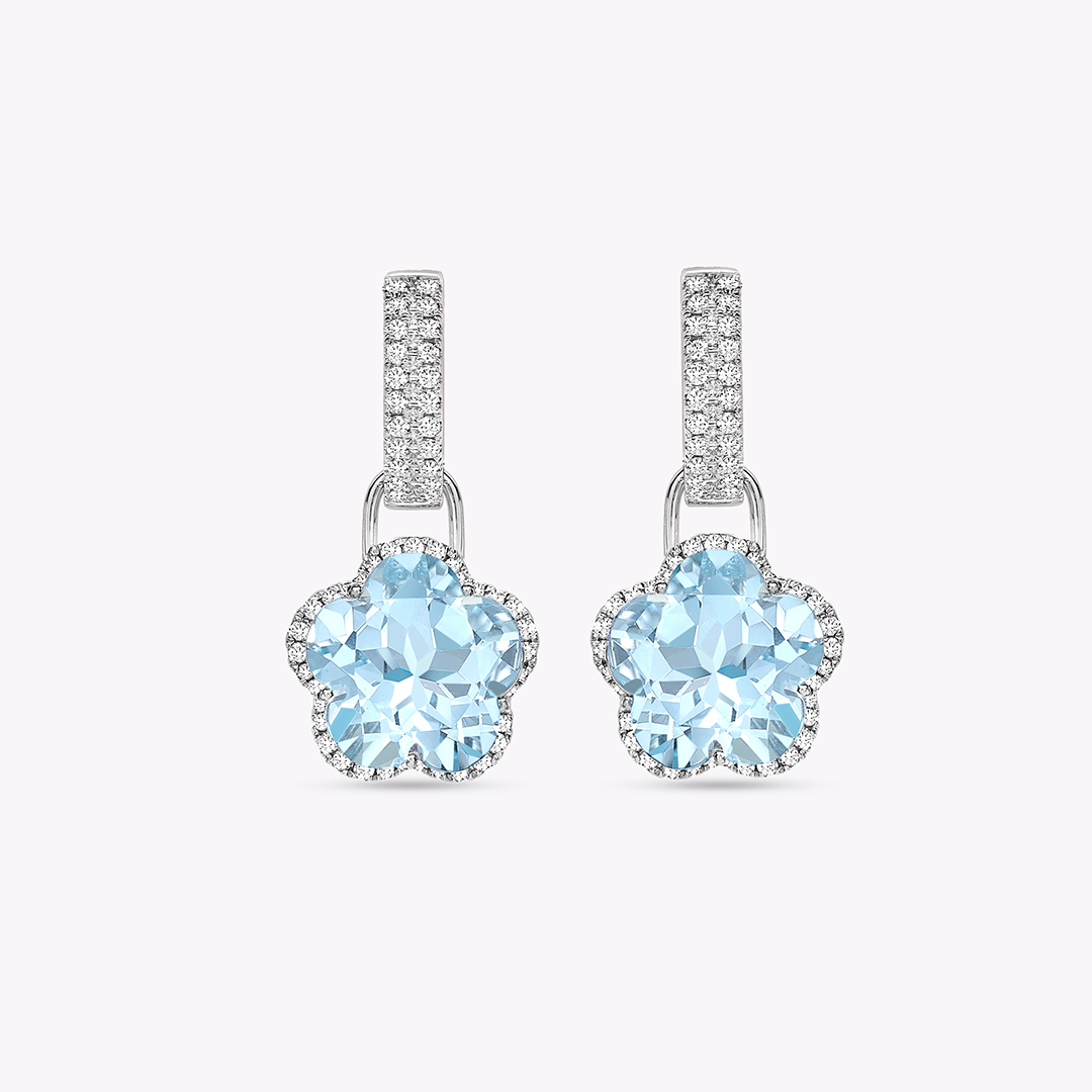 Eden Flower Blue Topaz and Diamond Detachable Earrings