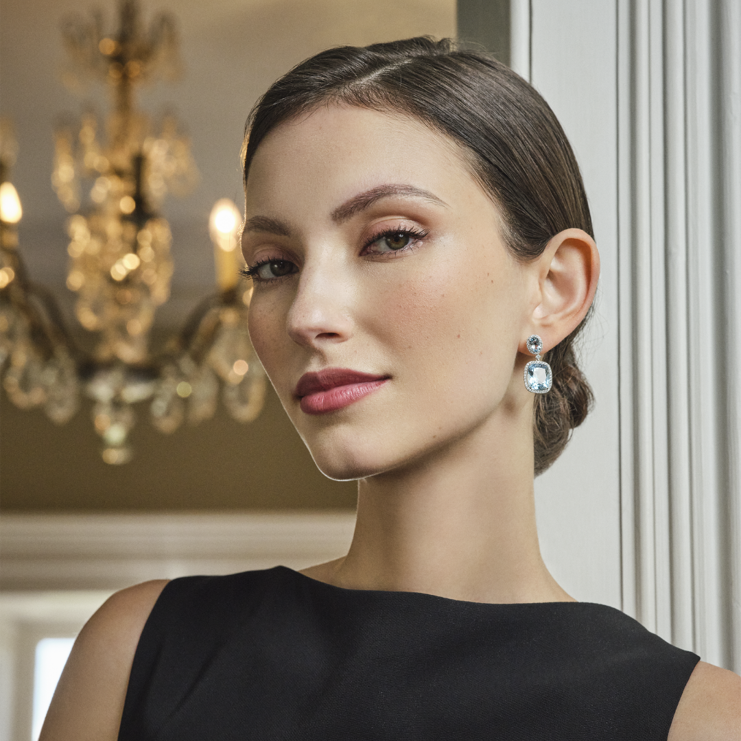 Signatures Blue Topaz and Diamond Drop Earrings