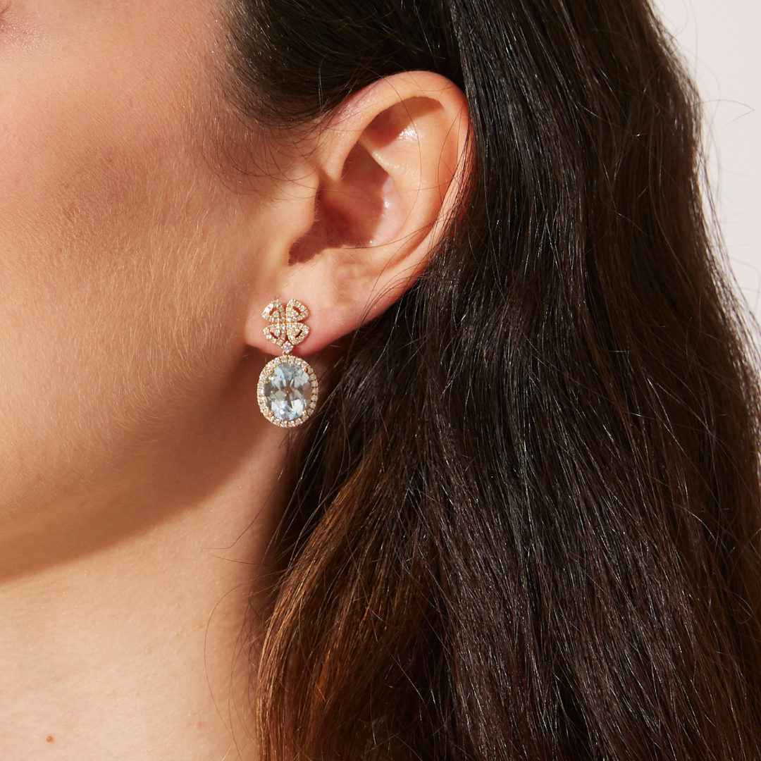 Signatures Blue Topaz and Diamond Clover Top Earrings