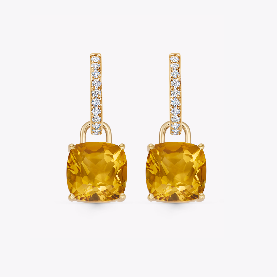 Kiki Cushion Citrine and Diamond Detachable Earrings