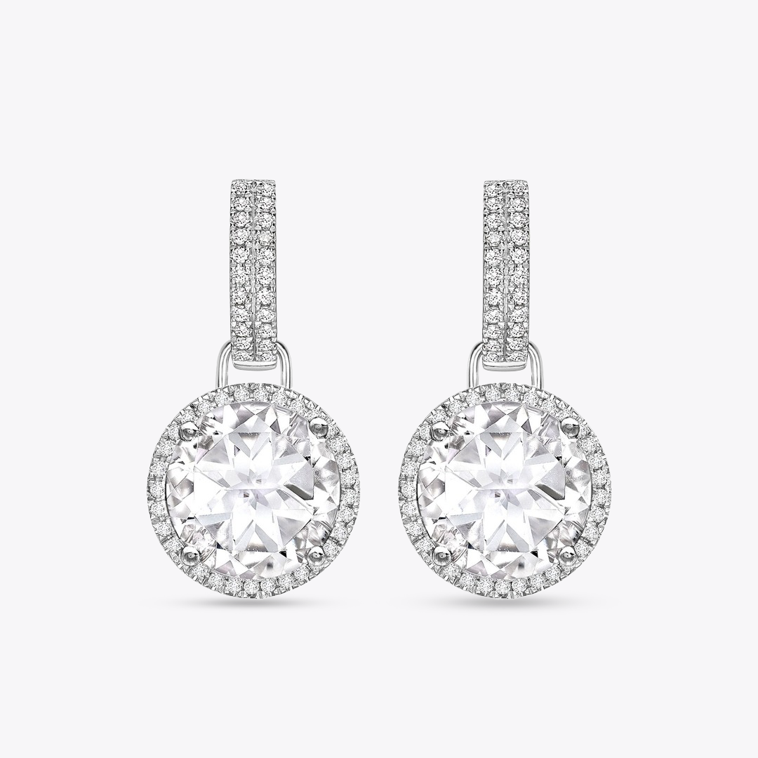 Grace Large White Topaz and Diamond Detachable Earrings