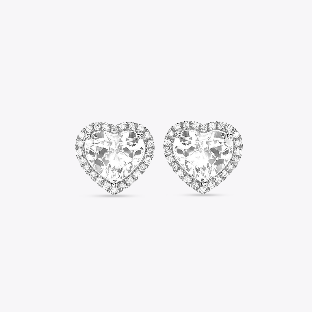 Grace Heart Topaz Diamond Stud Earrings