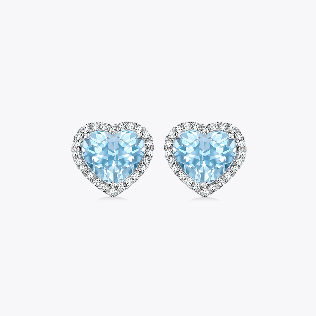 Grace Heart Topaz Diamond Stud Earrings