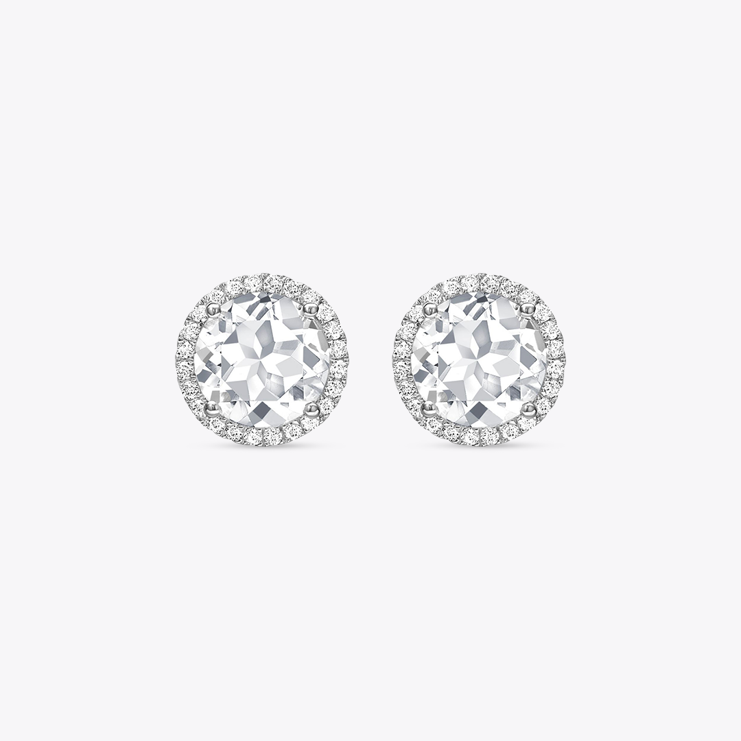 Grace White Topaz and Diamond Stud Earrings