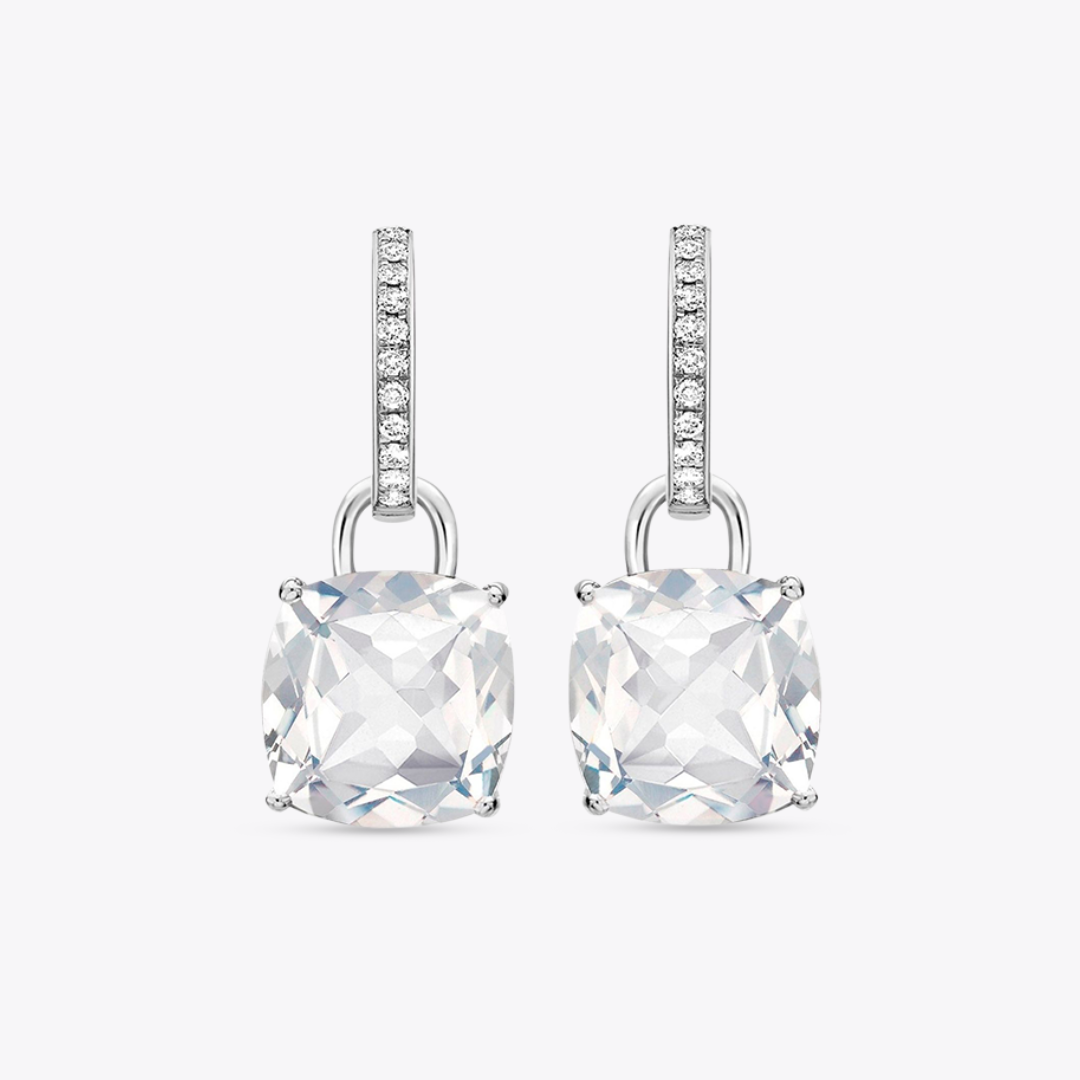 Cushion Topaz Diamond Detachable Earrings