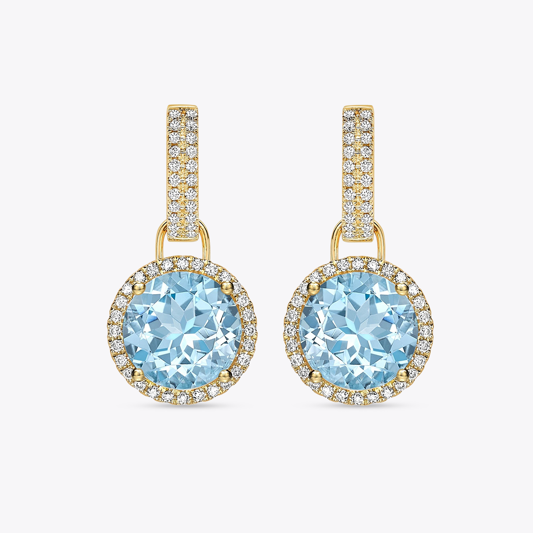 Grace Large Blue Topaz and Diamond Detachable Earrings