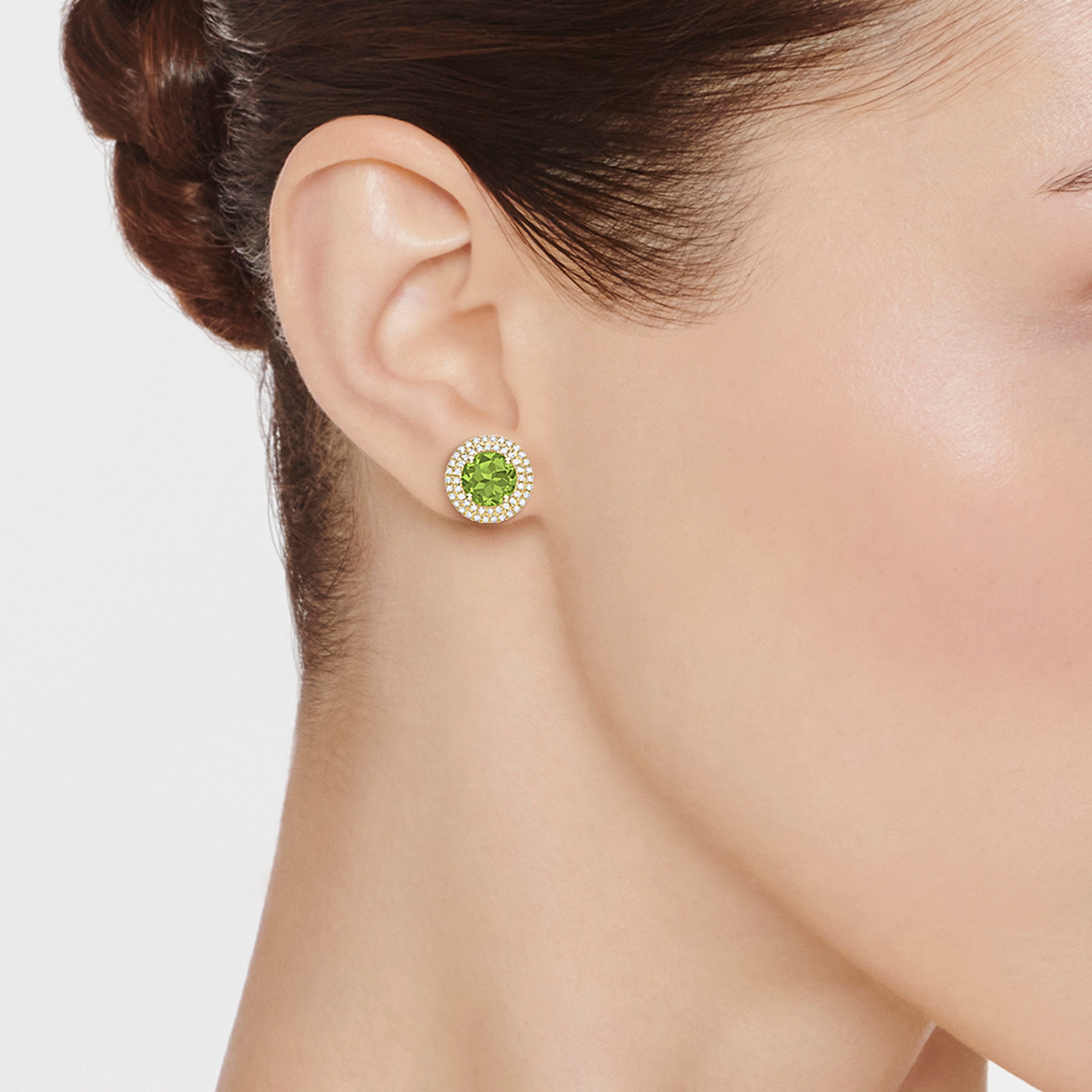 Grace Peridot and Diamond Double Halo Earrings