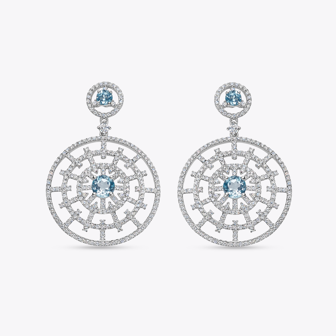 Kiki Diamonds Blue Topaz Round Diamond Earrings