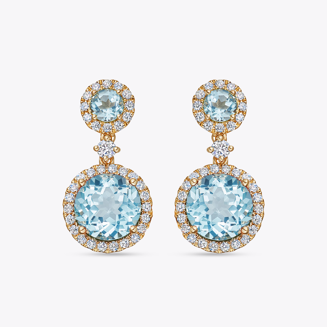 Grace Double Blue Topaz and Diamond Earrings