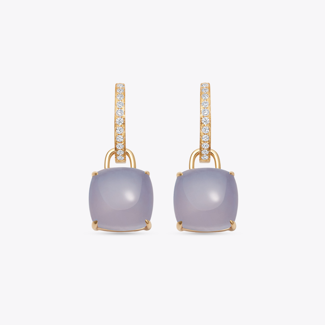 Kiki Cushion Blue Agate and Diamond Detachable Earrings