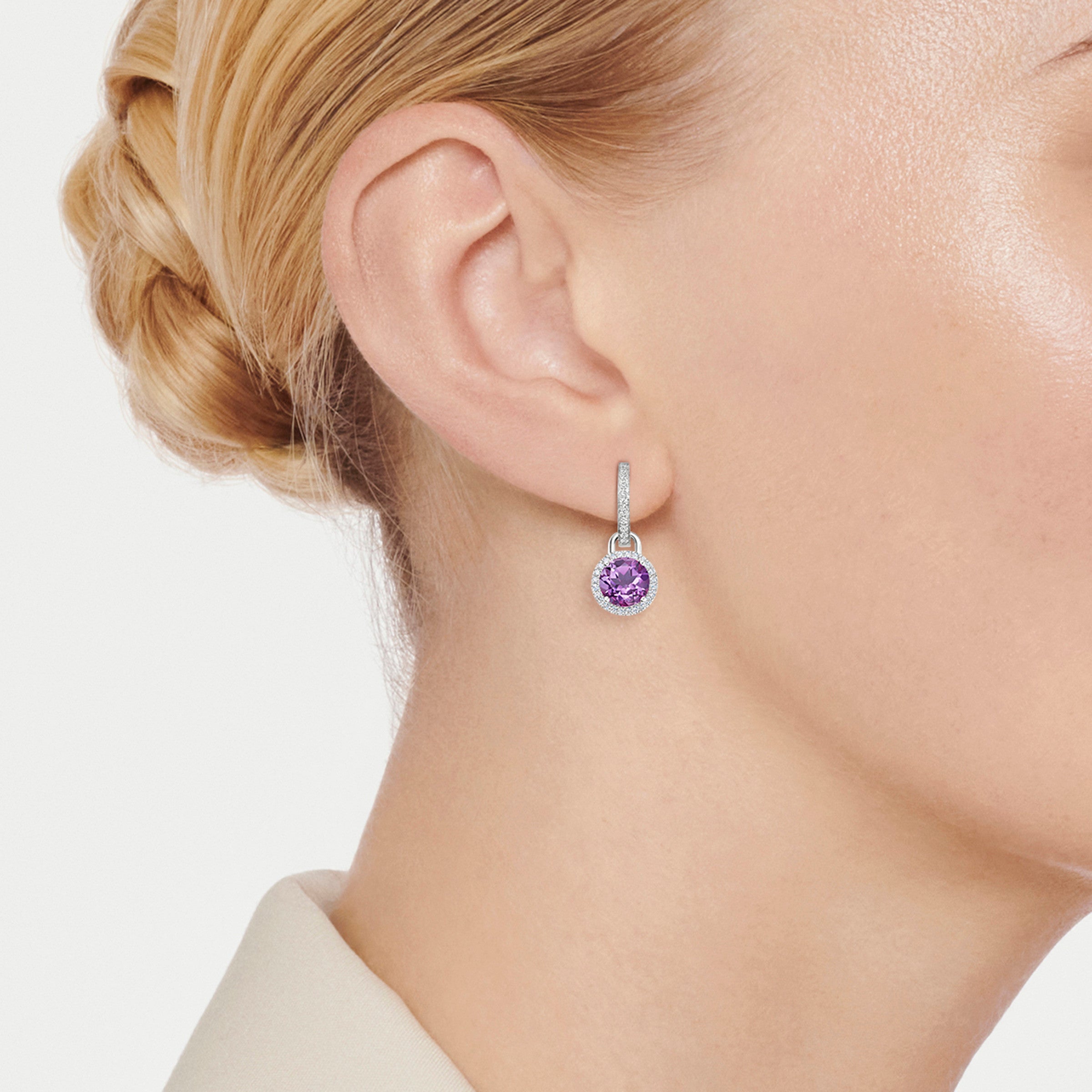 Grace Mini Amethyst and Diamond Detachable Earrings