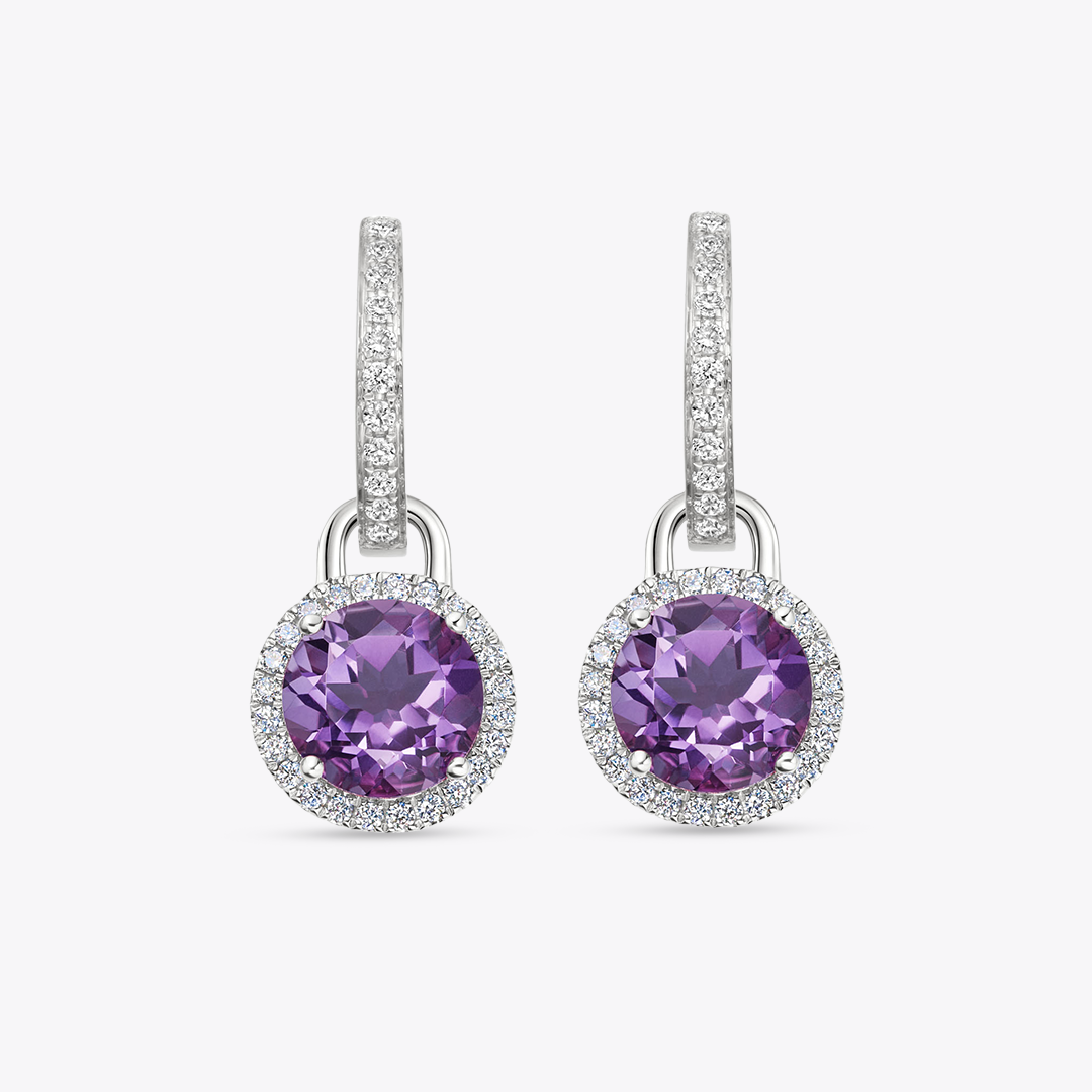Grace Mini Amethyst and Diamond Detachable Earrings