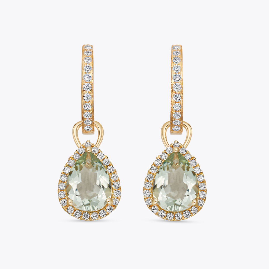 Grace Pear Green Amethyst and Diamond Detachable Earrings