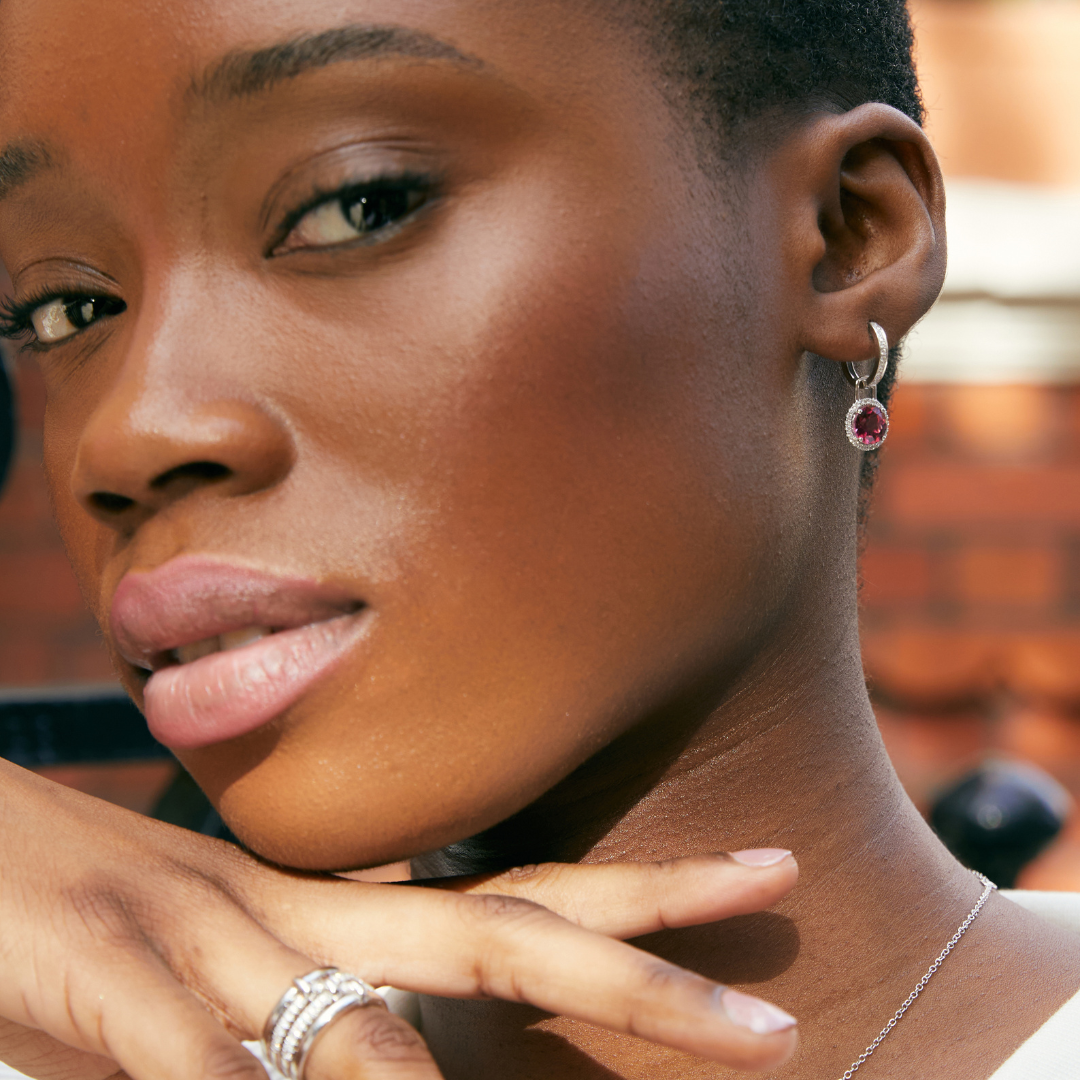 Grace Mini Rhodolite Garnet & Diamond Detachable Earrings