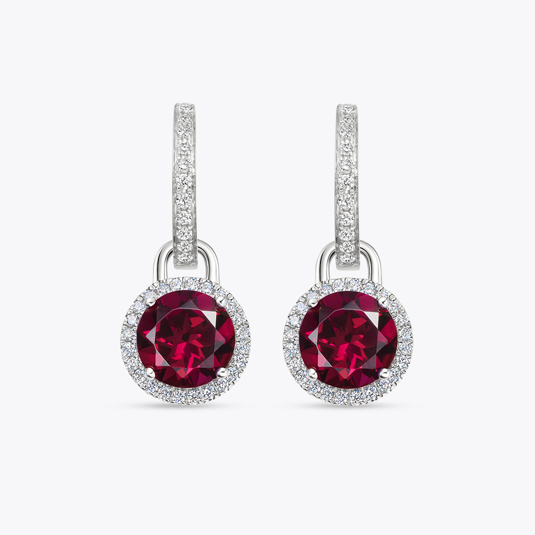 Grace Mini Rhodolite Garnet & Diamond Detachable Earrings