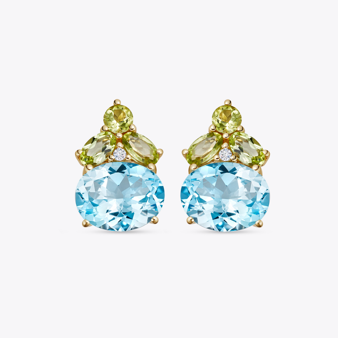 Kiki Classics Oval Blue Topaz and Peridot Petal Earrings