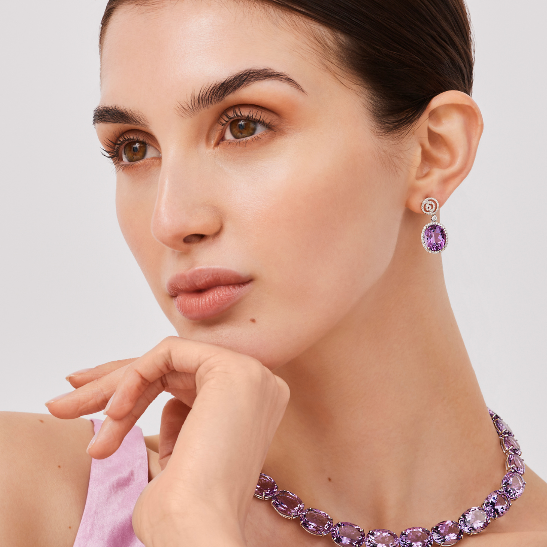 Signatures Amethyst and Diamond Swirl Top Earrings