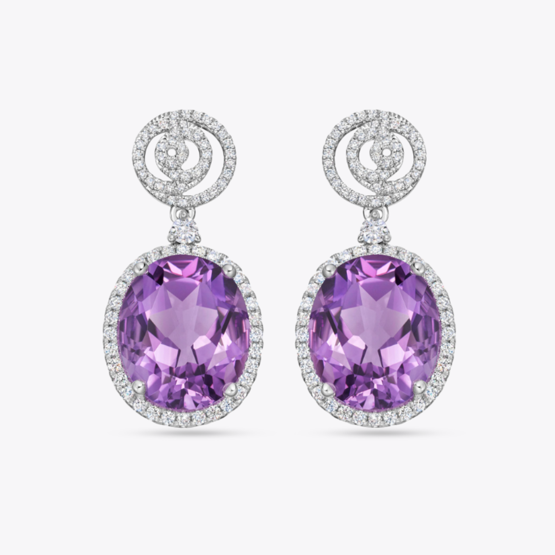 Signatures Amethyst and Diamond Swirl Top Earrings