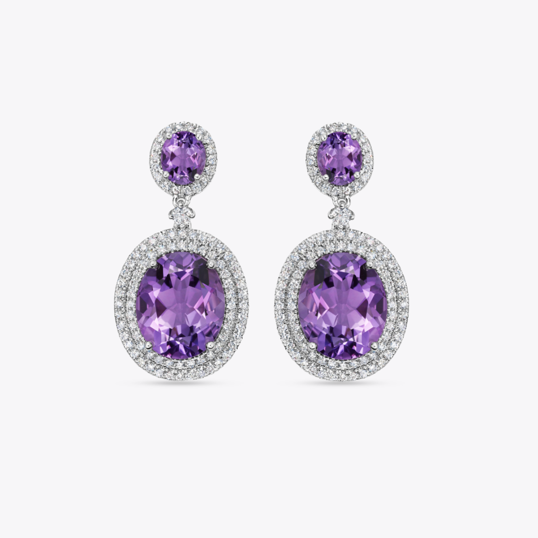 Signatures Amethyst and Diamond Double Halo Earrings
