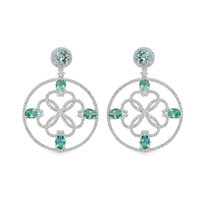 Kiki Diamonds Large Circle Green Tourmaline and Diamond Earrings