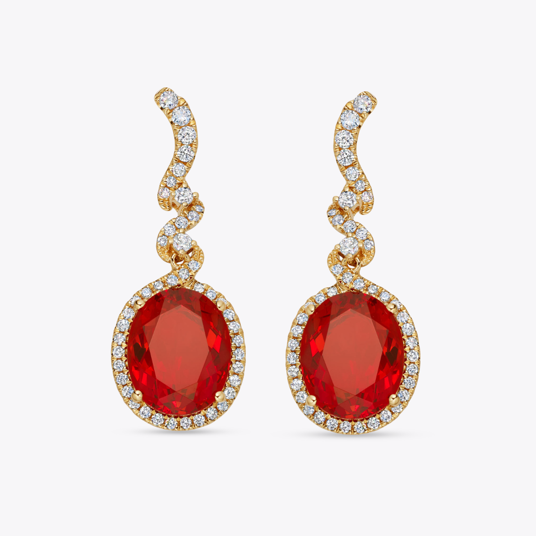 Special Editions Fire Opal and Diamond Twist Earrings
